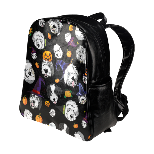 Halloween OES faces black copy Multi-Pockets Backpack (Model 1636)