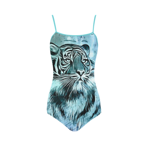 Watercolor Tiger Strap Swimsuit ( Model S05)