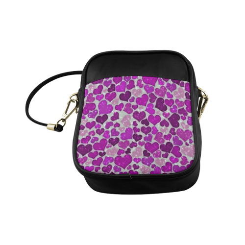 sparkling hearts purple Sling Bag (Model 1627)