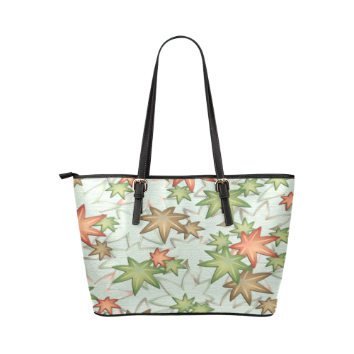 Maple Leaves elegant Japanese pattern Leather Tote Bag/Large (Model 1651) | ID: D661239