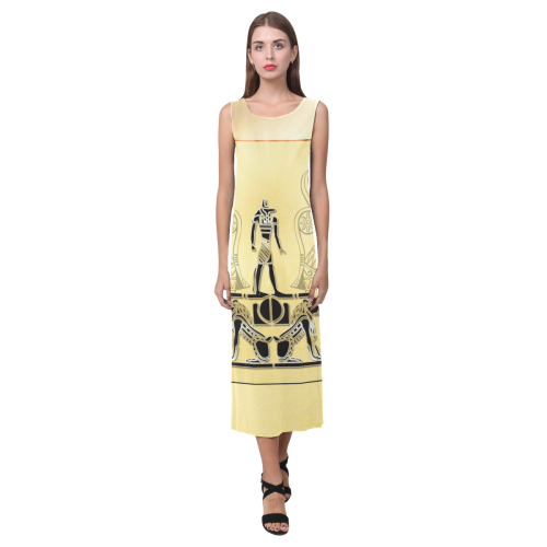 Anubis, the egypt god Phaedra Sleeveless Open Fork Long Dress (Model D08)