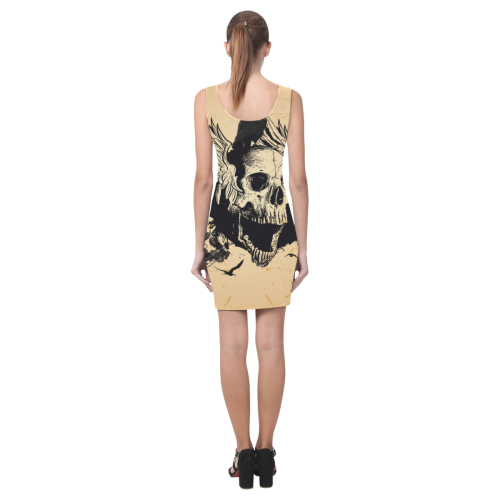 Awesome skull with crow Medea Vest Dress (Model D06)