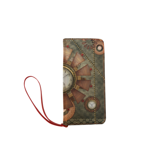 Steampunk, wonderful clocks in noble design Women's Clutch Wallet (Model 1637)