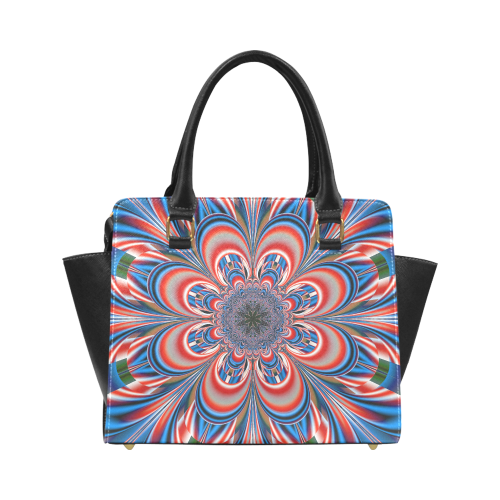 Turquoise Red Flower Mandala Classic Shoulder Handbag (Model 1653)