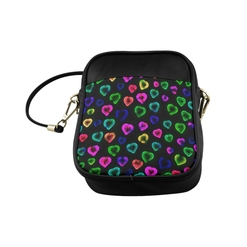 blurry neon hearts Sling Bag (Model 1627)