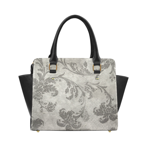 Distressed grunge vintage floral pattern in grey