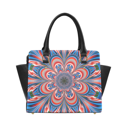 Turquoise Red Flower Mandala Classic Shoulder Handbag (Model 1653)