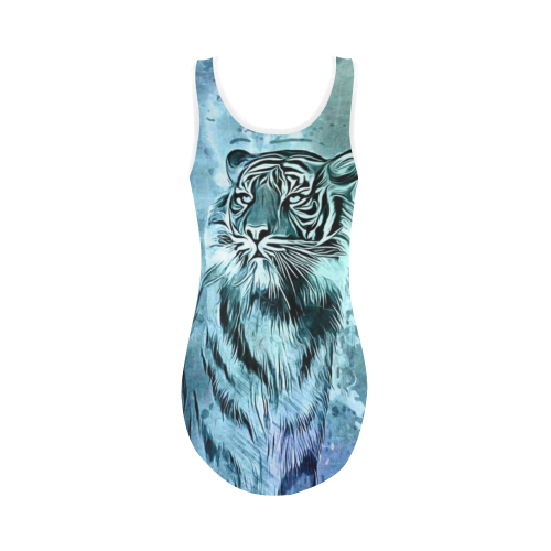 Watercolor Tiger Vest One Piece Swimsuit (Model S04)