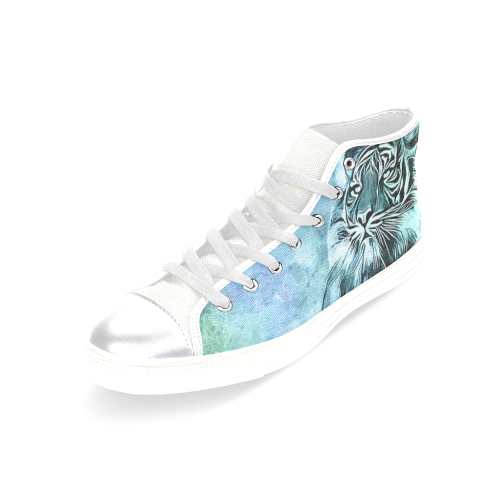 Watercolor Tiger Women's Classic High Top Canvas Shoes (Model 017)