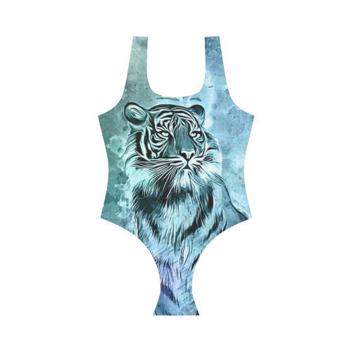 Watercolor Tiger Vest One Piece Swimsuit (Model S04)