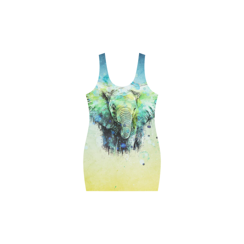 watercolor elephant Medea Vest Dress (Model D06)