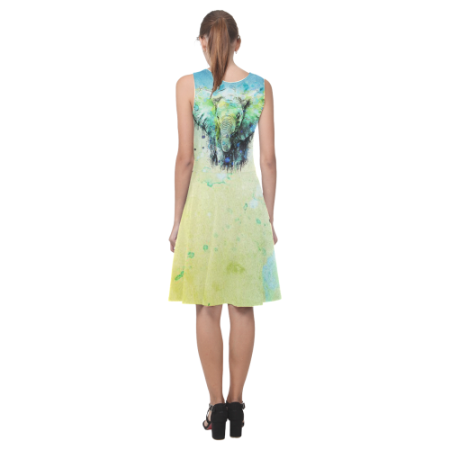 watercolor elephant Atalanta Casual Sundress(Model D04)