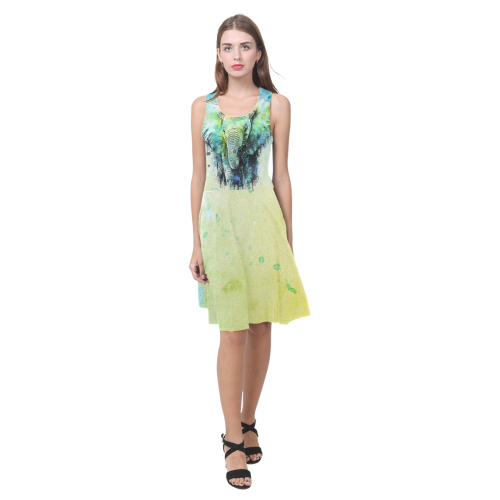 watercolor elephant Atalanta Casual Sundress(Model D04)