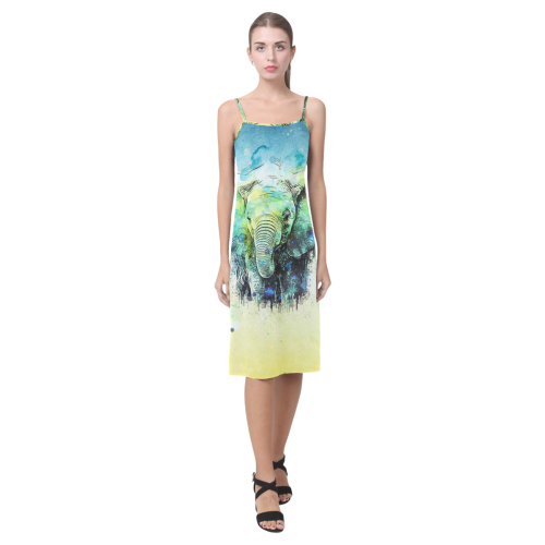 watercolor elephant Alcestis Slip Dress (Model D05)