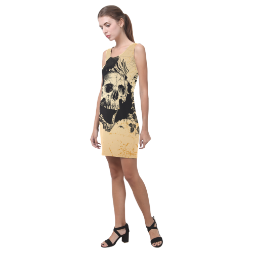 Awesome skull with crow Medea Vest Dress (Model D06)