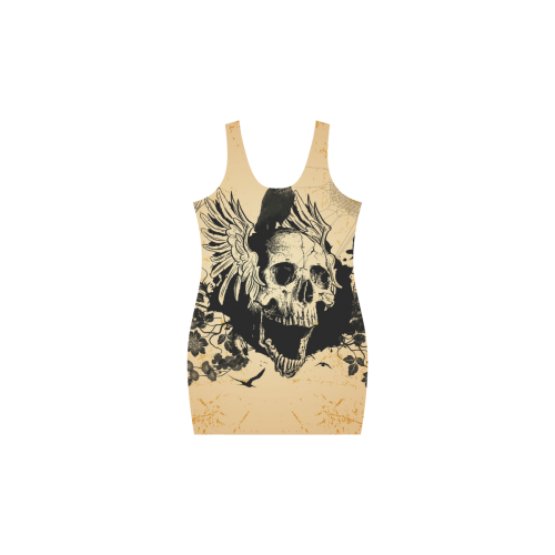 Awesome skull with crow Medea Vest Dress (Model D06)