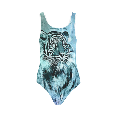 Watercolor Tiger Vest One Piece Swimsuit (Model S04)