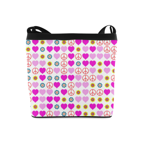 peace and love, pink Crossbody Bags (Model 1613)