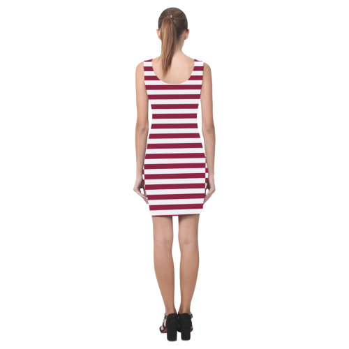 Stripes in Burgundy Medea Vest Dress (Model D06)