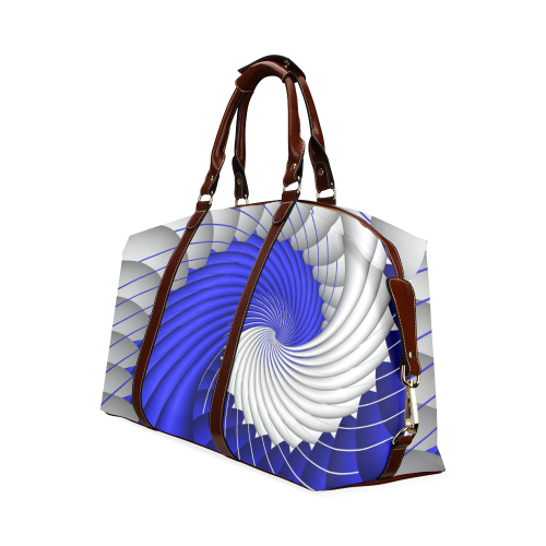 Blue Silver Beautiful Fractal Wave Classic Travel Bag (Model 1643)