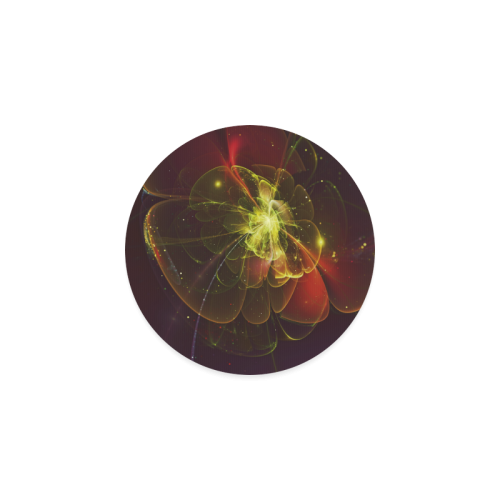 A  wonderful abstract fractal red yellow blossom Round Coaster