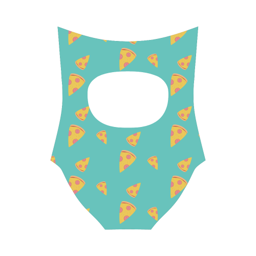 Pizza slices   - pizza and slice Strap Swimsuit ( Model S05)