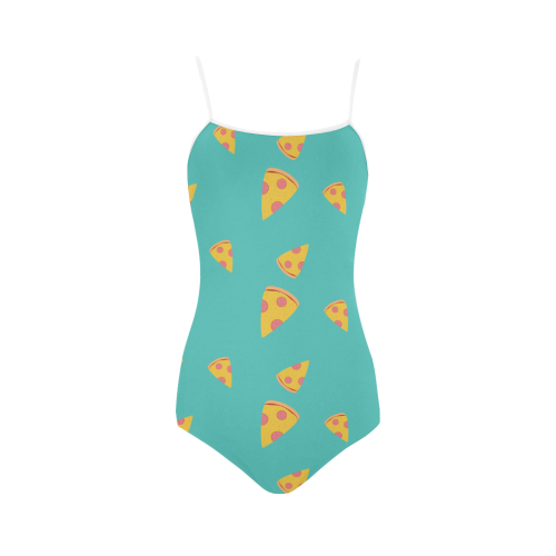 Pizza slices   - pizza and slice Strap Swimsuit ( Model S05)