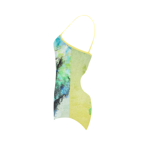 watercolor elephant Strap Swimsuit ( Model S05)