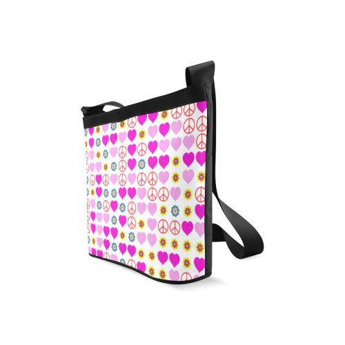 peace and love, pink Crossbody Bags (Model 1613)