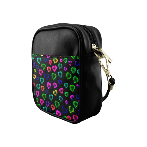 blurry neon hearts Sling Bag (Model 1627)