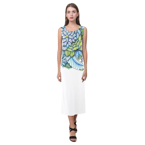 Blue green flower drawing Peaceful Garden