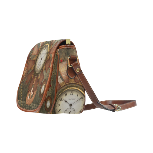 Steampunk, wonderful clocks in noble design Saddle Bag/Small (Model 1649) Full Customization