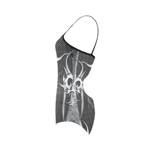 Awesome skull on metal design Strap Swimsuit ( Model S05)