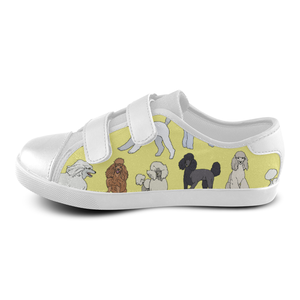 poodles yellow Velcro Canvas Kid's Shoes (Model 008) ID D673458