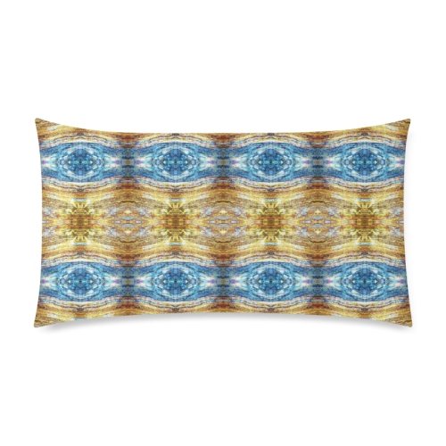 Gold and Blue Elegant Pattern Custom Rectangle Pillow Case 20"x36" (one side)