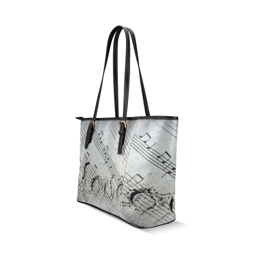 Love Music by Martina Webster Leather Tote Bag/Small (Model 1640)