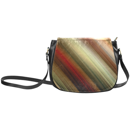 Fall Time Colored Gradient Diagonal Stripes Classic Saddle Bag/Small (Model 1648)