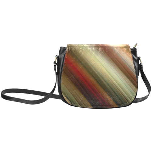 Fall Time Colored Gradient Diagonal Stripes Classic Saddle Bag/Large (Model 1648)