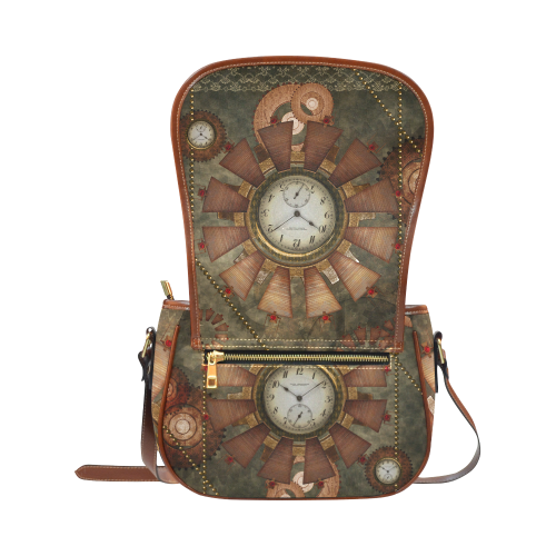 Steampunk, wonderful clocks in noble design Saddle Bag/Small (Model 1649) Full Customization