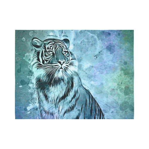 Watercolor Tiger Cotton Linen Wall Tapestry 80"x 60"