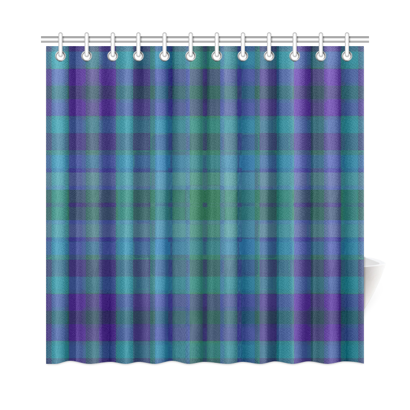 Preppy Blue Plaid Back To School Gender Neutral Shower Curtain