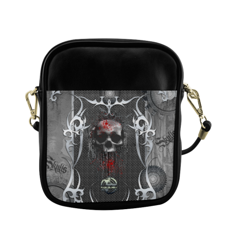 Awesome skull on metal design Sling Bag (Model 1627)