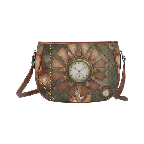 Steampunk, wonderful clocks in noble design Saddle Bag/Small (Model 1649) Full Customization