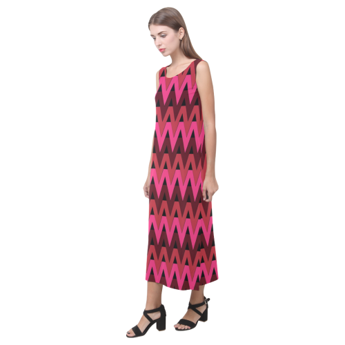 Crimson Chevrons Phaedra Sleeveless Open Fork Long Dress (Model D08)