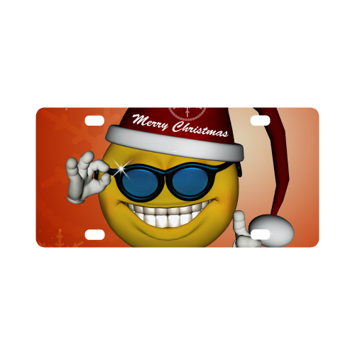 Funny christmas smiley Classic License Plate