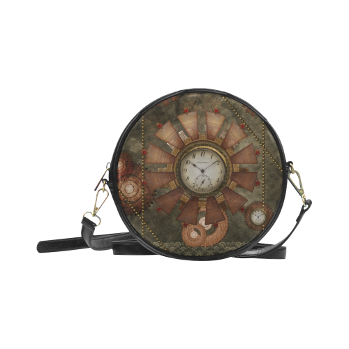 Steampunk, wonderful clocks in noble design Round Sling Bag (Model 1647)