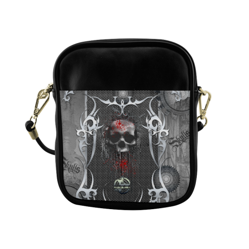 Awesome skull on metal design Sling Bag (Model 1627)