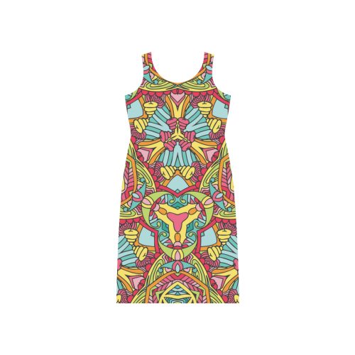 Zandine 0302 pink blue yellow green Phaedra Sleeveless Open Fork Long Dress (Model D08)