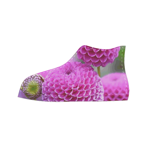 Pink Zinnias Fine Flower Art Women's Classic High Top Canvas Shoes (Model 017)