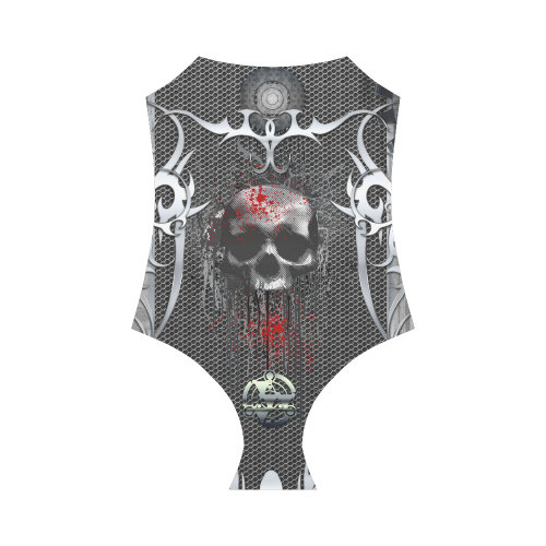 Awesome skull on metal design Strap Swimsuit ( Model S05)